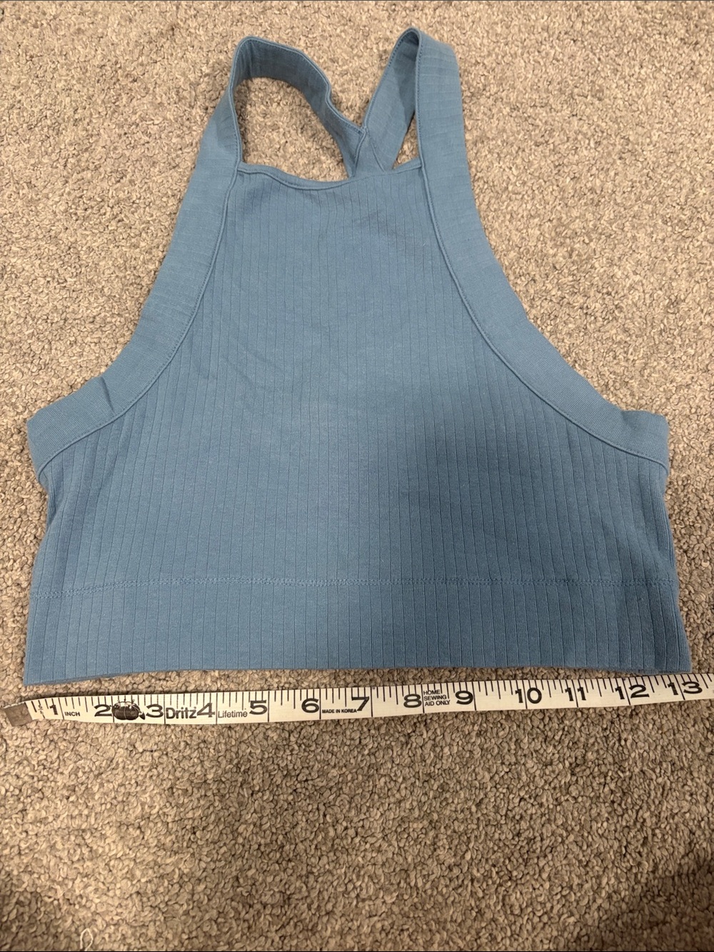 Free People Ribbed Blue High-Neck Tank Top - Picture 4 of 4
